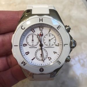 Michele Tahitian Jelly Bean Watch White and Silver